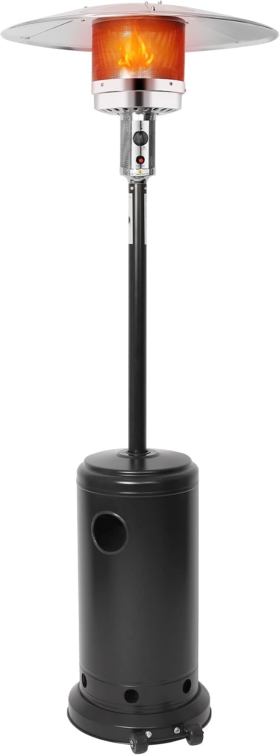 Patio Heater, 36,000 BTU Outdoor Propane Heater, 7 FT Outdoor Patio Heater with Wheels, Tip-Over Protection for Patio, Garden, Commercial and Residential, Black