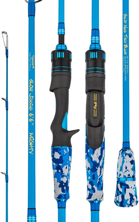 GOOFISH Blue 6'6"(195cm) Solid Nano Tech Blank Saltwater Slow Pitch Jigging Rod PE3-6 Jig 150-500g