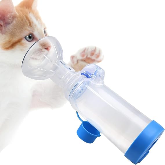 Feline Aerosol Chamber Inhaler Spacer for Cats and Kittens with Exclusive Breathing Indicator and Mask