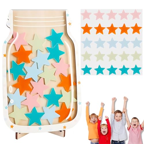 50Pcs Stars Magnetic Reward Jar Classroom, Star Reward Jar Personalized Reward Jar Reward Jars for Kids Behavior Management Classroom Tools