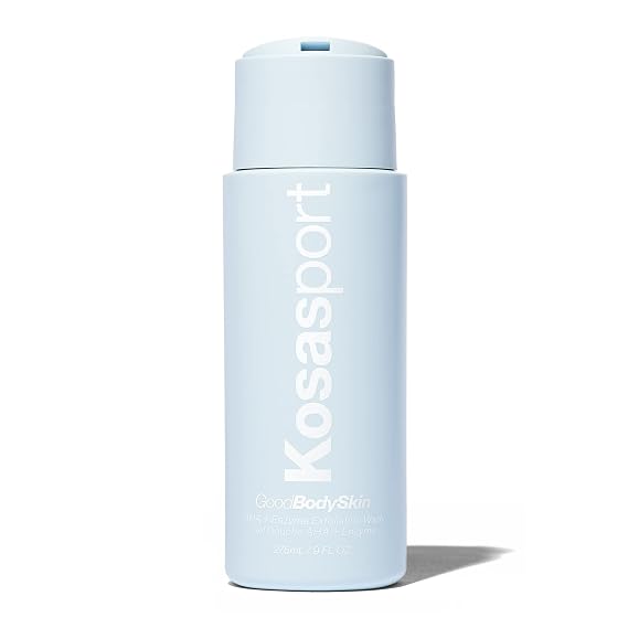 Kosas Kosasport Good Body Skin AHA and Enzyme Exfoliating Body Wash, Beachy | Exfoliating body wash with glycolic, lactic and mandelic acids plus fruit enzymes to cleanse and smooth rough skin.