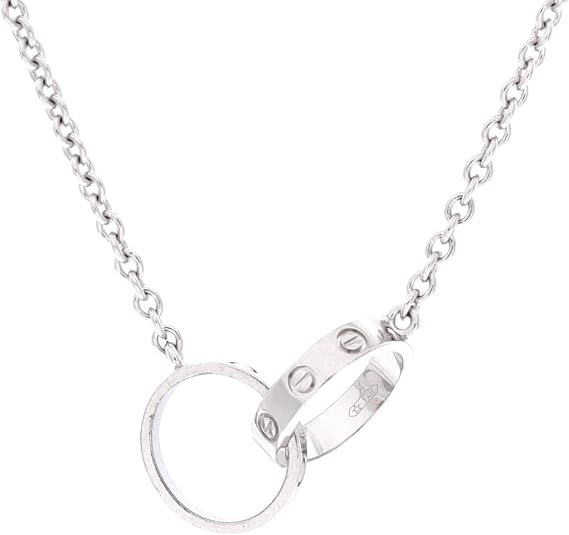 Pre-Loved Love Interlocking Necklace 18K White Gold, White Gold