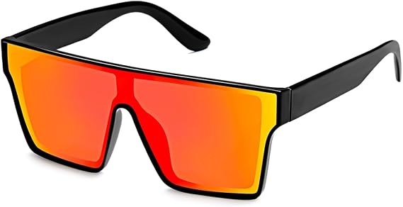 Oversized UV400 Designer Polarized Sunglasses for Men Women Large Flat Square Trendy Mirrored Shades