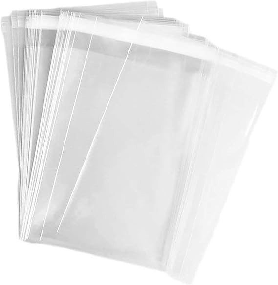 100 pcs Clear 4" x 6"(10 x 15 cm) Self Seal Cello Cellophane Bags Resealable Poly Bags 2.8 mils for Cookie, Candy, Gift Bakery, Prints, Photos, Cards & Envelopes, Party Decorative