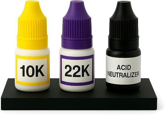 Gold Testing Kit 10K 22K Solutions with 2"x4" Test Stone & Neutralizer Precious Metal Tester Real/Fake Check Analysis Kit