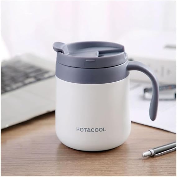 350/500ML Tumbler with Lid and Handle, Travel Coffee Cup, Multi-function Breakfast Cup with 304 Stainless Steel Liner