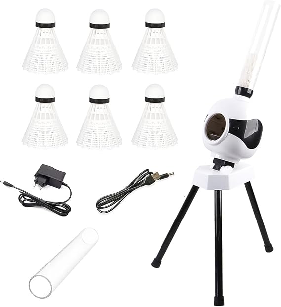 Automatic Badminton Serving Machine, Badminton Training Machine, Portable Badminton Shuttlecock Launcher, 15 Ball Capacity for Indoor and Outdoor