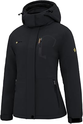 GEMYSE Womens Ski Snow Jacket Warm Winter Waterproof Coat Snowboard Rain Jacket Hooded Windproof Windbreaker