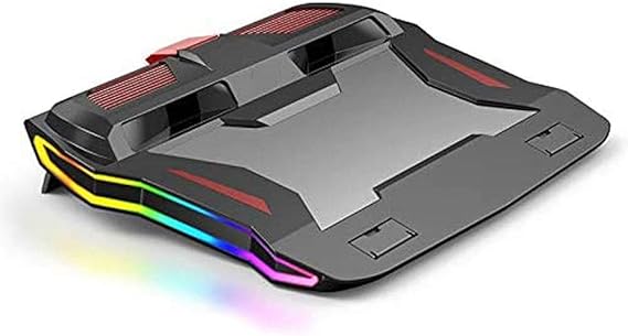 18 Inch Gaming Laptop Cooler Cooling Pad Twin-Turbo Strong Wind Two Fan Two USB Port Led RGB Lighting Notebook Stand for Laptop Base Laptop Cooling Pad