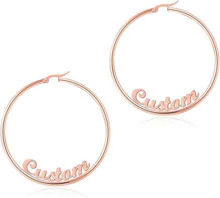 18K Gold-plated Stainless-steel Hoop Name Custom Earrings for Women - Hoop Name Earrings Personalized for Women - Personalized Fashion Jewelry