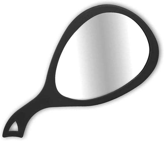 BarberMate Teardrop Large Hand Mirror for Salons and Barbershops, Professional Barber Supplies, Barber Case and Stylist Station Accessory, Black