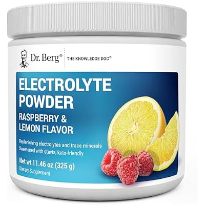 Dr. Berg Zero Sugar Hydration Keto Electrolyte Powder - Enhanced w 1000 mg of Potassium & Real Pink Himalayan Salt NOT Table Salt - Raspberry & Lemon Flavor Hydration Drink Supplement - 50 Servings