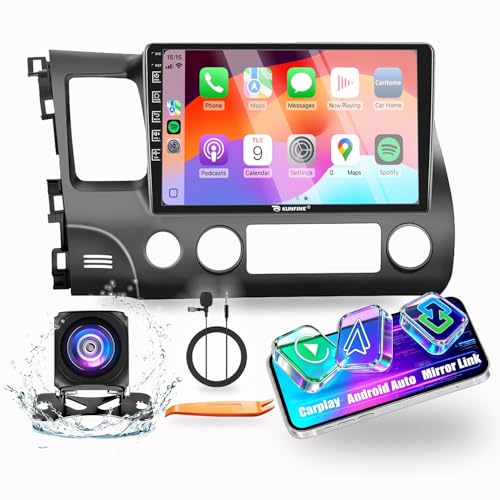 for Honda Civic 2006-2011 LHD Quad Core 2G64G CarPlay Android Auto Navigation Android Stereo GPS Radio Reverse Camera Display 10 IPS Touchscreen Headunit Tablet Pad Media Player