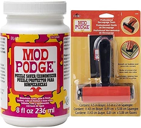 Mod Podge Puzzle Saver (8-Ounce) and Mod Podge Professional Decoupage Tool Set