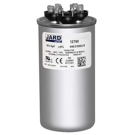 50 + 5 x 370/440 VAC Round Dual Run Capacitor by # 12790