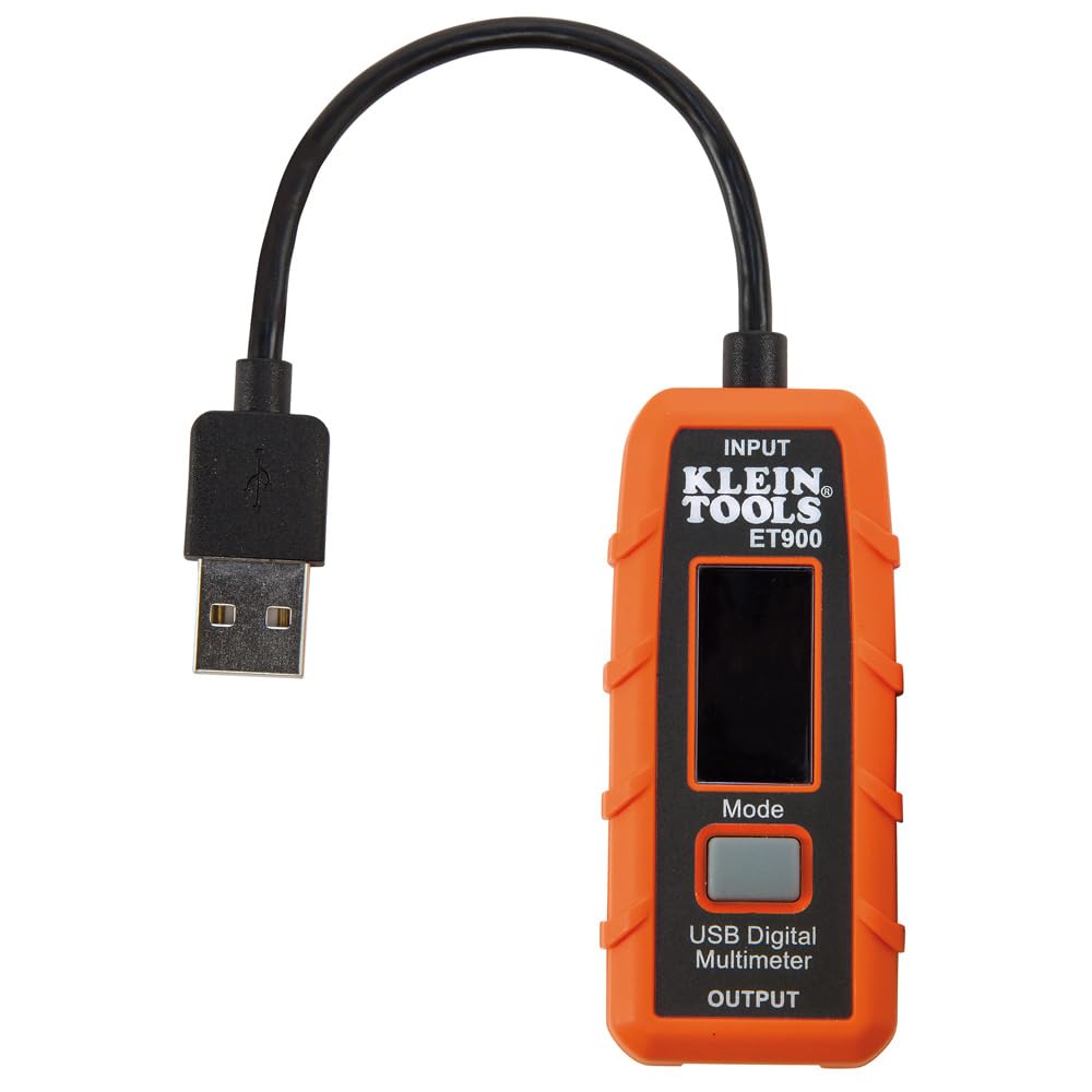 Klein Tools USB Power Meter, USB-A Digital Meter for Voltage, Current, Capacity, Energy Resistance ET900