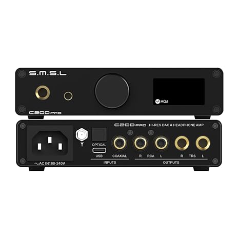 SMSL C200Pro HiFi Audio Decoder MQA-CD DSD ES9039Q2M XMOS XU316 Bluetooth 5.1 USB Optical Coaxial 6.35mm 4.4mm Output Headphone Amplifier