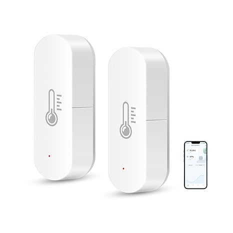 WiFi Thermometer Hygrometer Sensor, UseeLink Indoor Temperature and Humidity Sensor, Wireless Smart Humidity Temperature Monitor with Remote App Notification Alert for Home, Greenhouse 2 Packs