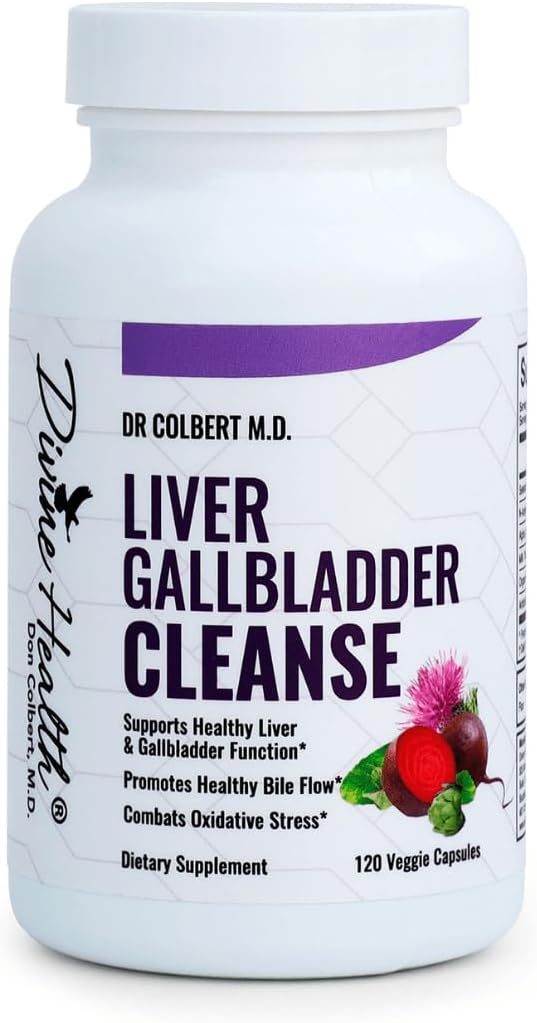 Dr. Colbert, MD Liver & Gallbladder Cleanse | by Divine Health | N-Acetyl-L-Cysteine | Alpha Lipoic Acid | Milk Thistle | Organic Beet Root | Selenium | 120 Capsules
