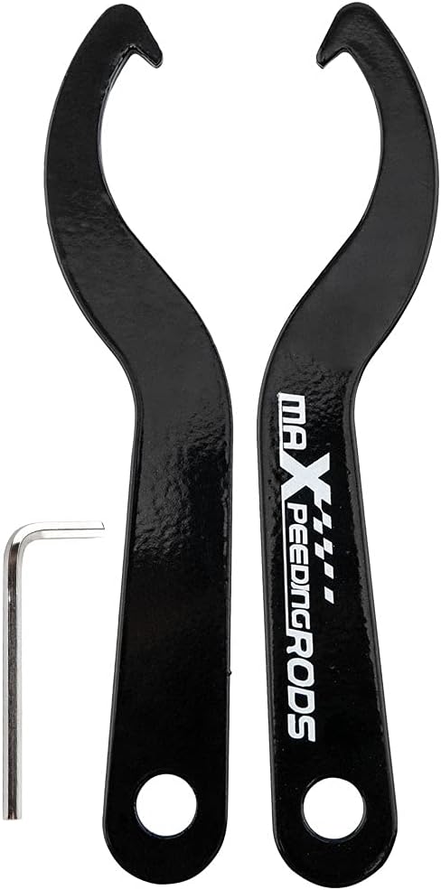 maXpeedingrods Universal C Spanner Hook Wrench Set, 2Pcs Coilover Height Adjustment Tool Steel Spanner Wrench, Black