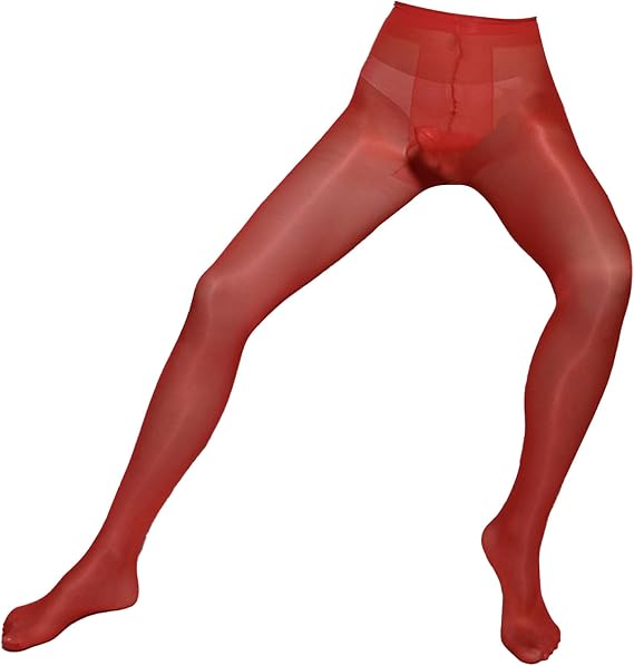 Men's Ultra-Thin Pantyhose Nylon Sheer Stretchy Tights See Through Body Stockings with Sheath