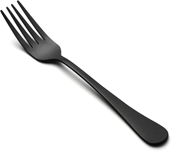 LIANYU Black Salad Fork Set of 12, Stainless Steel Silverware Flatware Fork