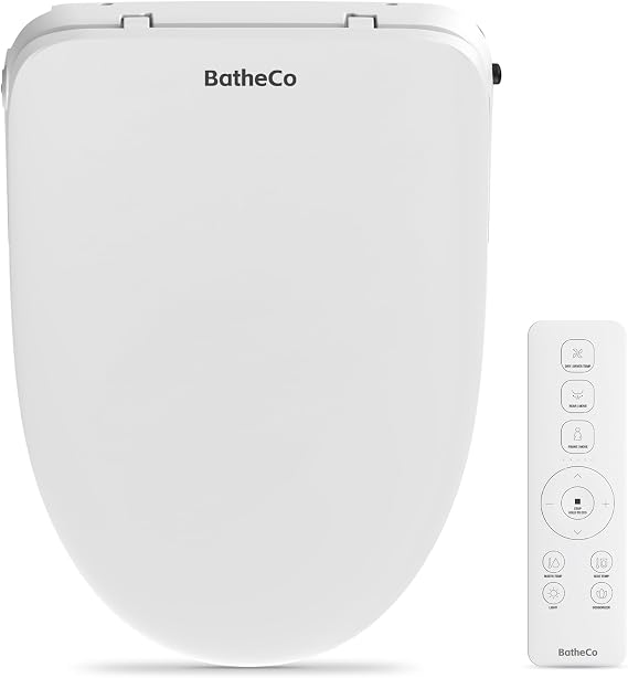 Electric Bidet Toilet Seat, Heated Bidet Seat with 6-Level Warm,Warm Water and Dryer, Front and Rear Wash, Remote Control, Self-Cleaning Nozzle, Eco Mode, Oval