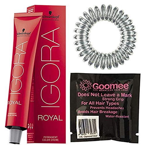 Igora Royal 0-89 Red Violet Concentrate Permanent Hair Color and Goomee Hair Loop Single Diamond Clear Bundle 2 items