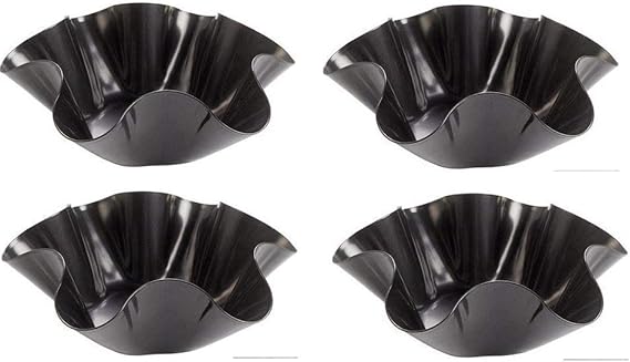 Chefcaptain Tortilla Pan Set Non Stick Steel Taco Salad Bowl Makers Tortilla Shell Maker Extra Thick Steel Set of 4