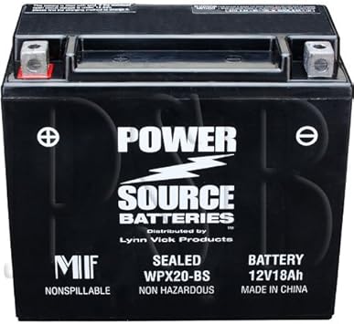 YTX20H-BS, YTX20H, YTX20-BS, YTX20, GYZ20H, 0745-047, 0645-480, 0645-170 Replacement Battery 375cca High Performance WPX20-BS Sealed AGM for Arctic Cat, Honda, Motorcycle, ATV, Snowmobile