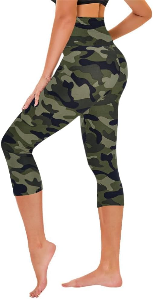 TNNZEET Capri Leggings for Women - Tummy Control High Waisted Soft Yoga Pants for Gym Workout
