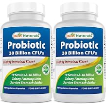 Best Naturals Probiotic 10 Strains & 30 Billion CFU Intestinal Flora, 60 Veggie Capsules (60 Count (Pack of 2))