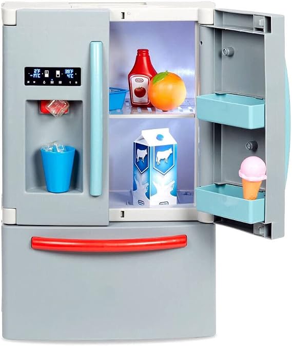 Little Tikes First Fridge Refrigerator with Ice Dispenser Pretend Play Appliance for Kids, Play Kitchen Set with Playset Accessories Unique Toy Multi-Color, 15.8 Wide x 11.5 deep x 23 Tall