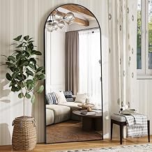 65" x 24" Arch Full Length Mirror - Floor Full Body Mirror with Aluminum Frame - Standing, Leaning or Hanging, for Bedroom, Living Room, Black