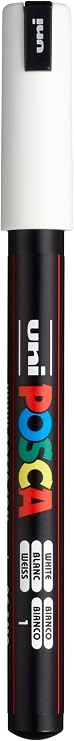uni POSCA PC-1MR Water-Based Paint Markers, Extra Fine Tip (0.7mm), White