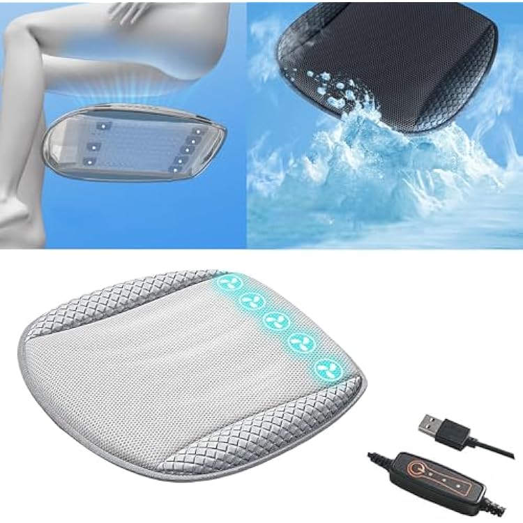 Cooling Seat Cover for Car Summer,USB Cooling Car Seat Cushion,Ventilated Car Seat Cooling Pad Breathable Driver Seat Cooler,Driving Cooling Car Seat Cushion with 58 Fans for Car Chair white 5