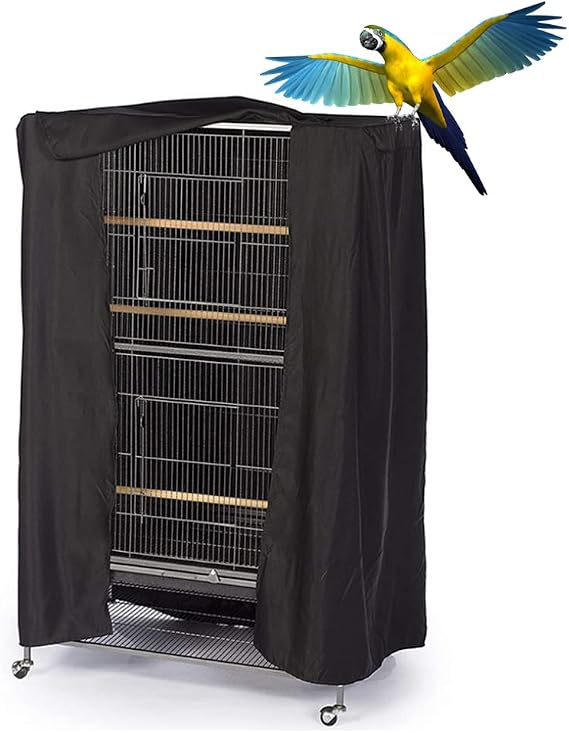 SUNSURE Extra Large Bird Cage Cover Breathable Waterproof Material Universal Black-Out Bird Parrot Cover Good Night Birdcage Cover Sleep Helper for Parrots Parakeets Budgies Macaw (34.5x25x47in)