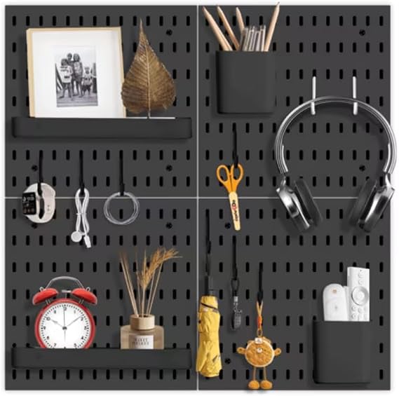 CROWNSHOP 4Pack Pegboard Wall Organizer Board Kit 28×28cm Storage System