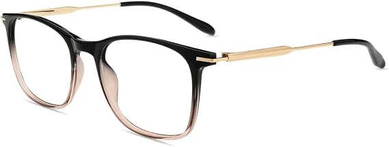 Firmoo Blue Light Glasses for Women Men, Reading Glasses 0.0x-3.0x, Ultra Light Square Frame, Premium TR90 & Metal Blend