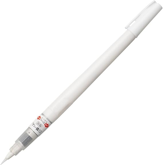Kuretake Zig Fude Brush Pen, Fine tip marker, White Ink Refillable, for Calligraphy, Manga, Drawing, Professional, Artist, Made in Japan