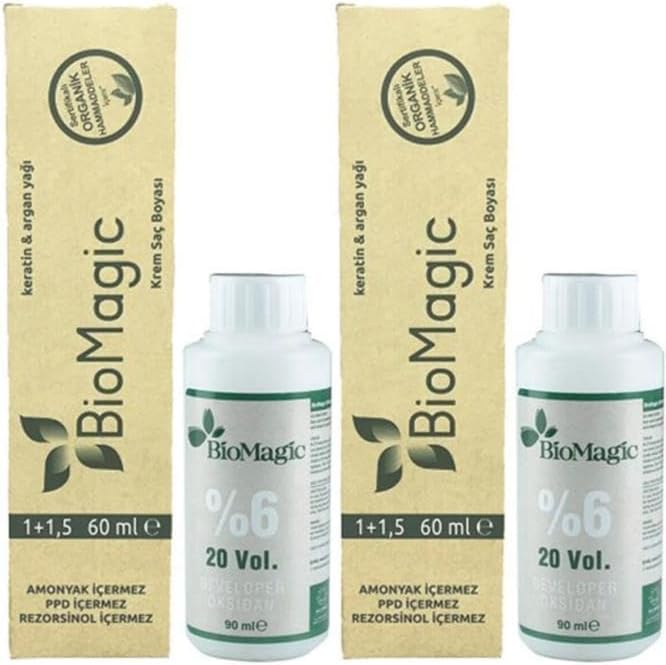BIOMAGIC Organik Amonyaksız Saç Boyası Kestane-44.43+oksidan (2 Adet)
