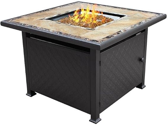 AZ Patio Heaters GFT-51030A 40 Inch Square Tile Fire Pit, Bronze Finish