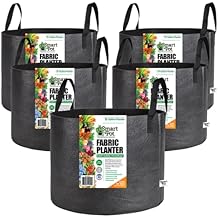 Smart Pot Soft-Sided Fabric Garden Plant Container Aeration Planter Pots, 20 Gallon with Strap Handles, Black, 5 Pack