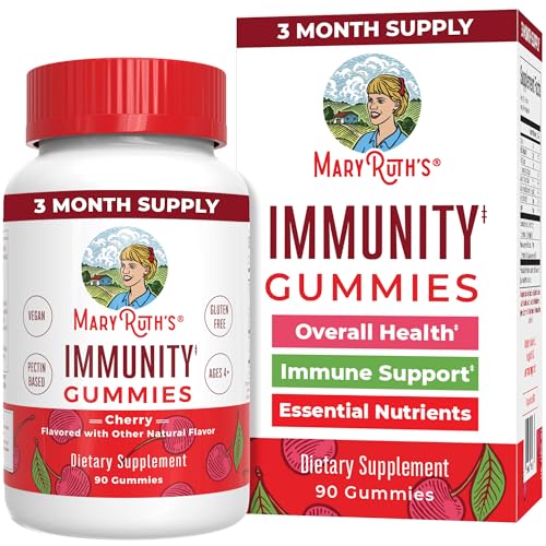 Mary Ruths 5-1 Immunity Gummies with Elderberry for Kids & Adults | Cherry | Pectin Based | Vegan | 90 Count