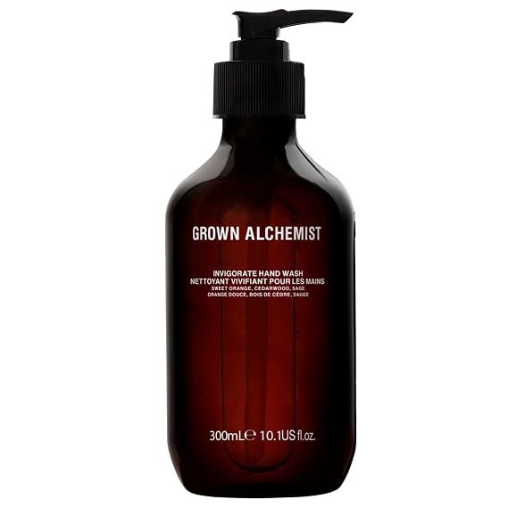 Grown Alchemist Invigorate Hand Wash Liquid Hand Soap with Aloe, Sweet Orange, Cedarwood & Sage Gentle, Moisturizing Kitchen & Bathroom Soap, Natural Plant Based Gel Cleanser, 300mL | Natural, vegan, bioactive botanicals, for sensitive skin, moisturising