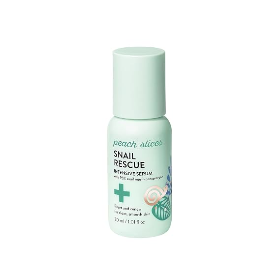 Peach Slices - Snail Rescue Intensive Serum (1.01 oz) - 95% Snail Mucin Concentrate - Reset, Renew & Smooth - Birch Juice, Hyaluronic Acid & Cica - Clean & Cruelty Free - Korean Skin Care & Beauty