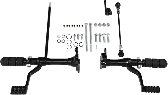 TCT-MOTORPARTS Forward Control Foot Pegs Complete Kit Levers & Linkages Fit For Harley Sportster XL883 XL1200 1991-2003 Black 2002 2001 2000 1999 1998