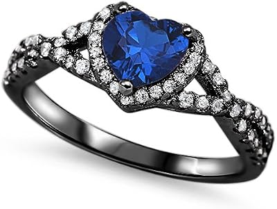Blue Apple Co. Art Deco Promise Ring Heart Halo Round Cubic Zirconia Split Shank Twisted Infinity Vintage Style Wedding Engagement Rings For Women 925 Sterling Silver Gifts For Her