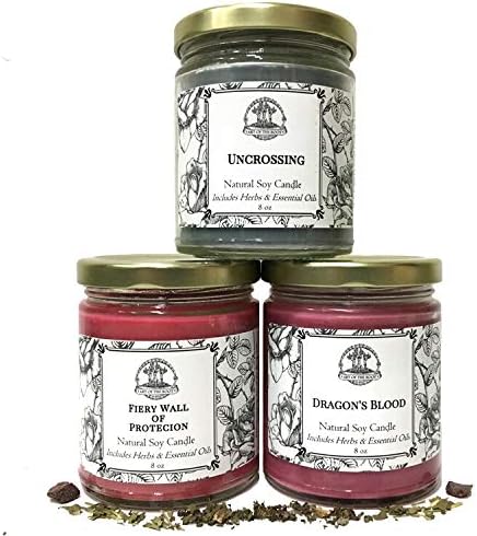 Uncrossing & Protection Soy Candle Spell Set | Cleansing, Removing Bad Energy & Defense Rituals | Wiccan, Pagan, Conjure, Hoodoo & Magick