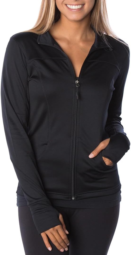 Global Blank Define Jacket Womens Athletic Jackets for Workout, Scrub and Gym Jackets Women, Black, Small